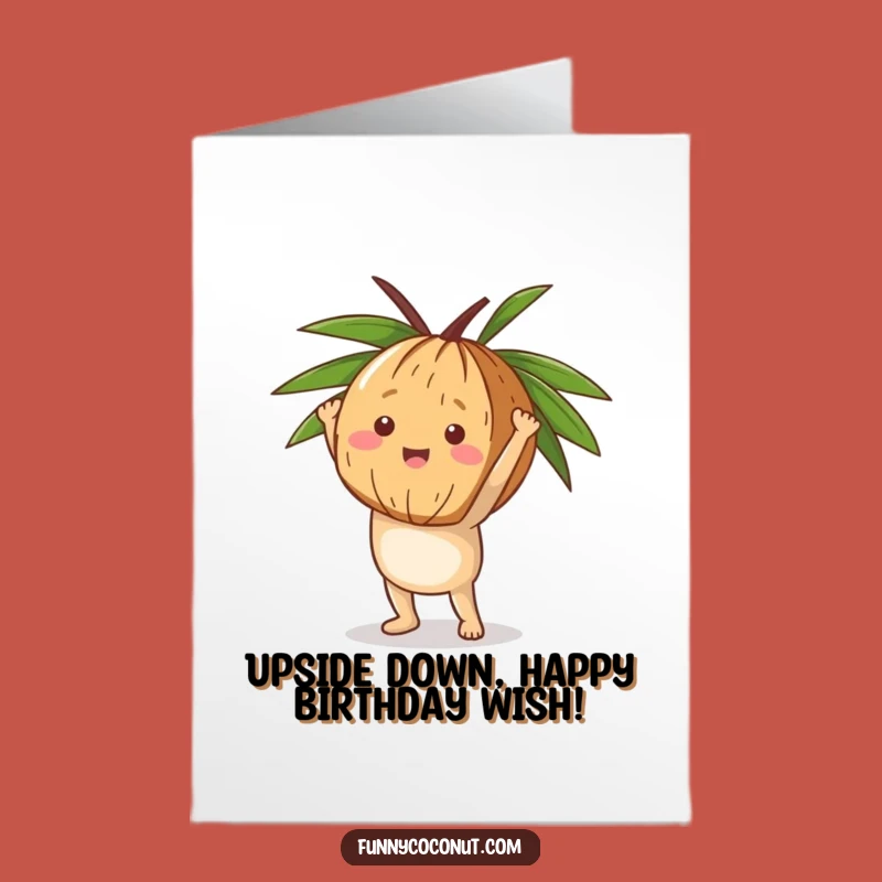 Free Printable Birthday Card: Happy Coconut Handstand Fun!