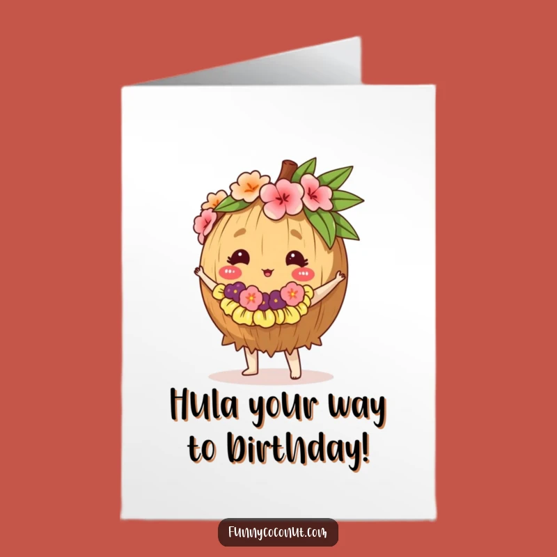 Free Printable Birthday Card: Hula Coconut Fun, Tropical Downloadable Gift