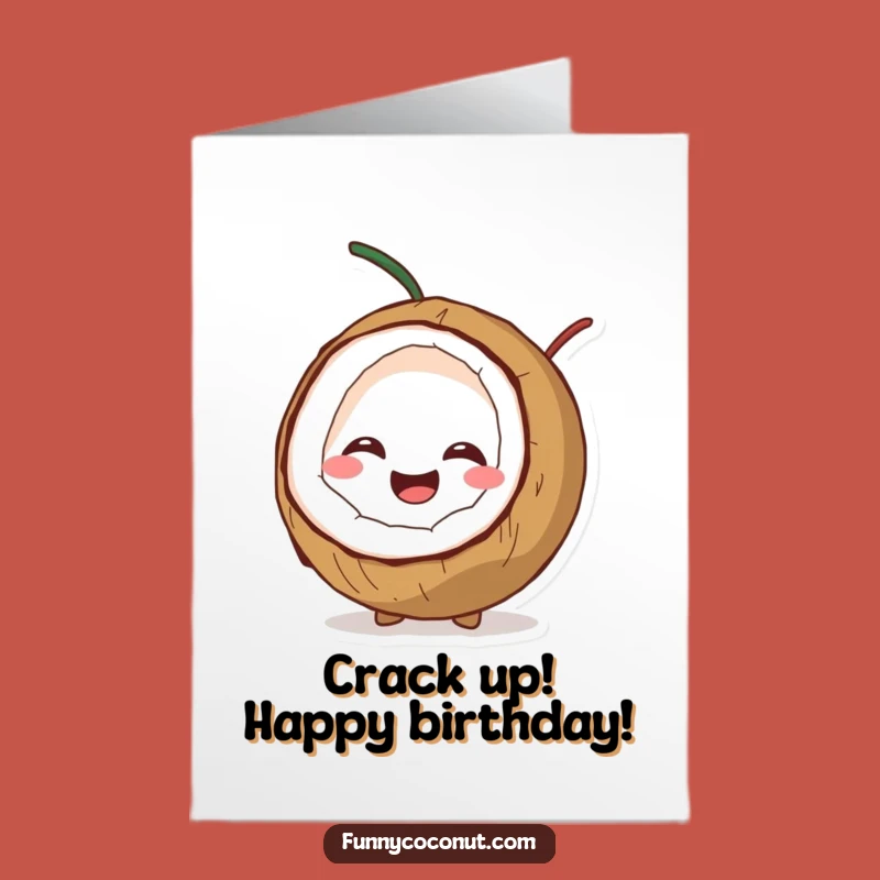 Free Printable Giggling Coconut Birthday Card: Bursting Fun, Funny Downloadable Gift