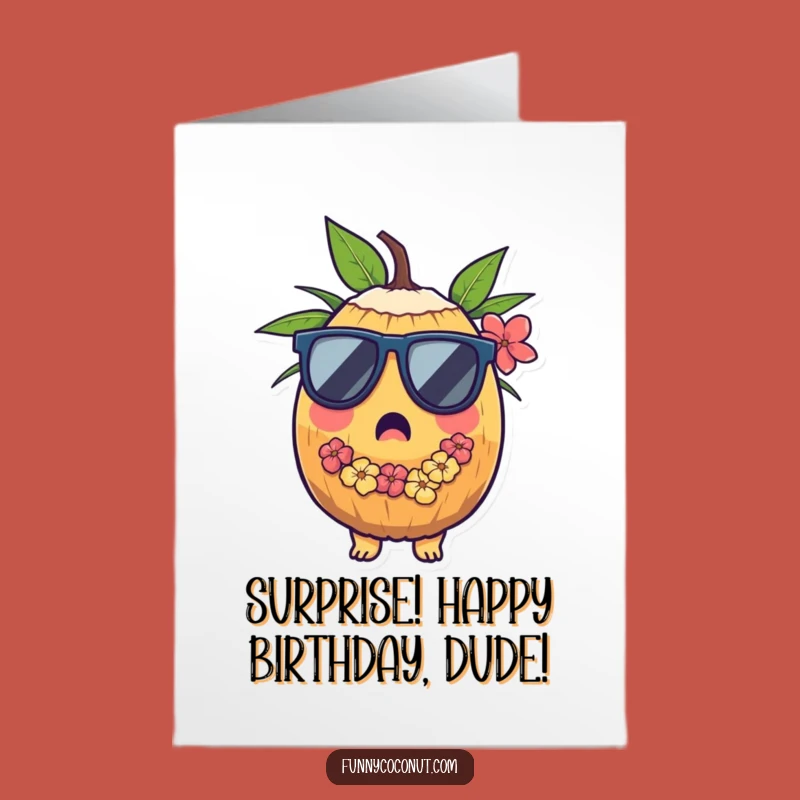 Free Printable Coconut Birthday Card: Surprise Vibes, Funny Downloadable Gift