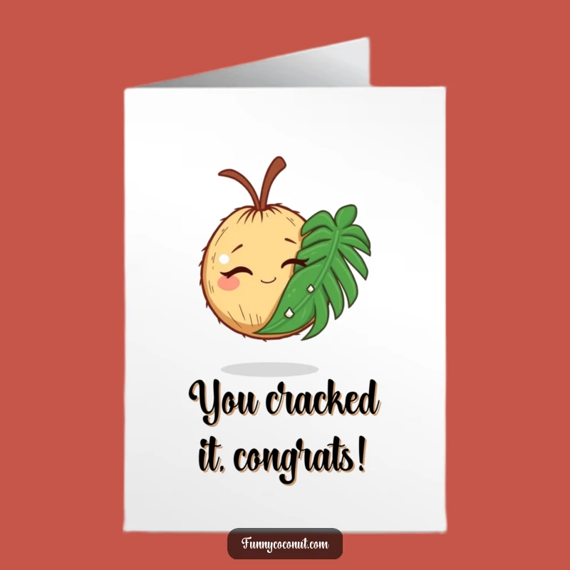 Free Printable Coconut Congrats Card: Winking Palm Leaf Funny Downloadable Gift