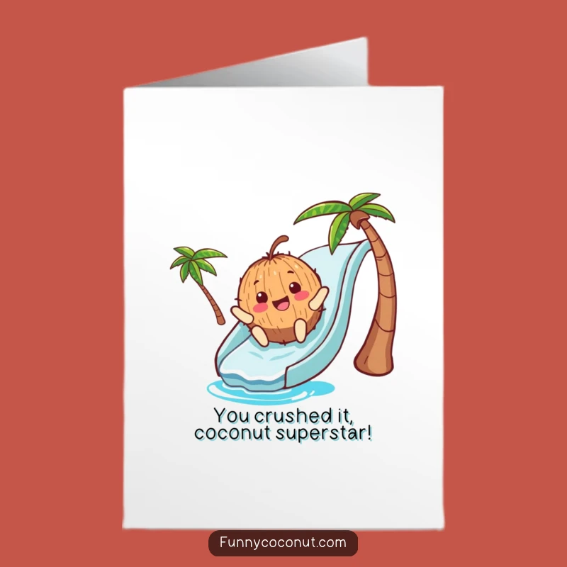 Free Printable Congrats Card: Coconut Waterslide Thrills, Downloadable Greeting for Celebrating Big Achievements