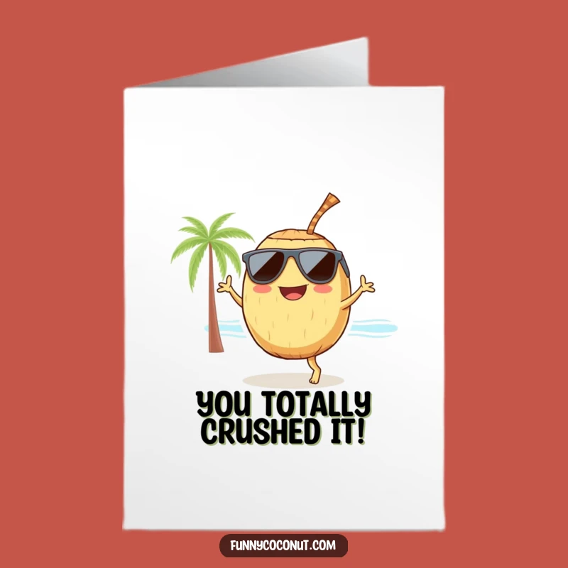 Free Printable Congrats Card: Dancing Coconut Celebrates Your Win, Funny Downloadable Gift