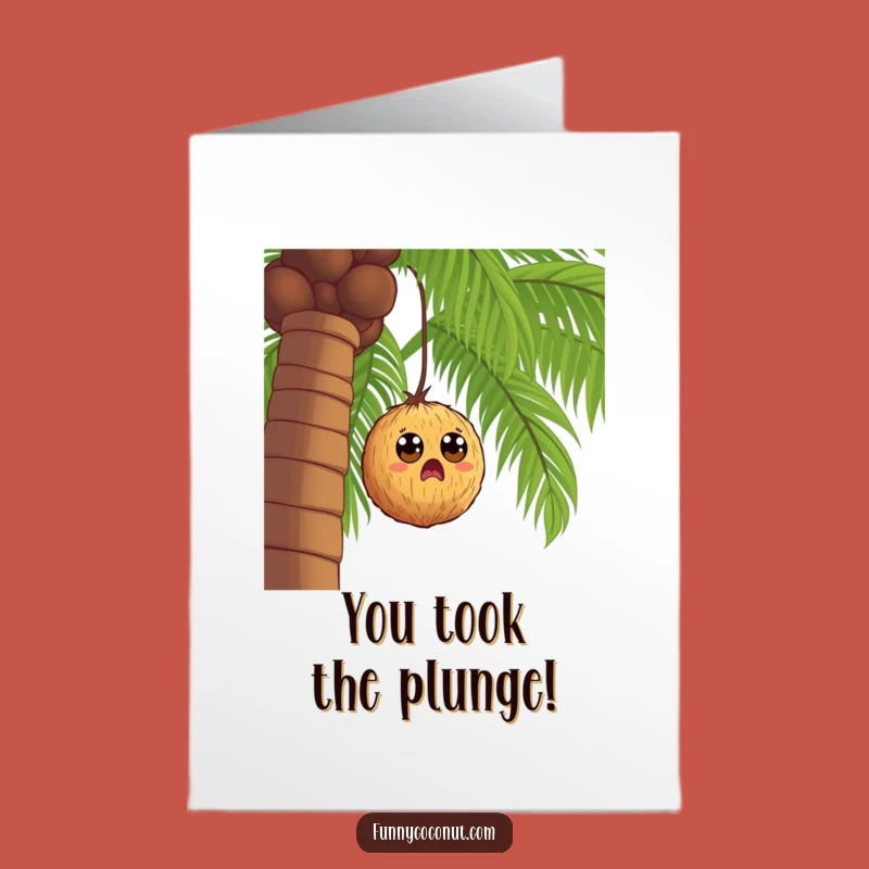 Free Printable Congrats Card: Falling Coconut, Funny Downloadable Gift for Unexpected Success