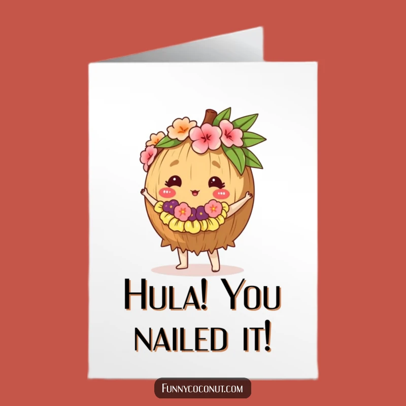 Free Printable Congrats Card: Hula Coconut Celebration, Fun Downloadable Gift