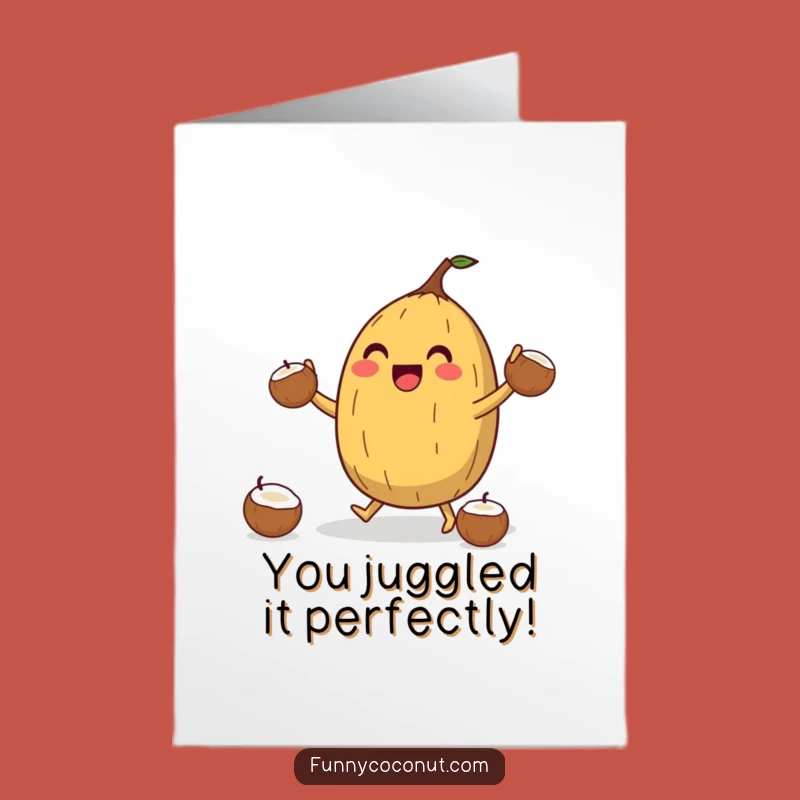 Free Printable Congrats Card: Juggling Coconut for Your Hilarious Achievement Download!