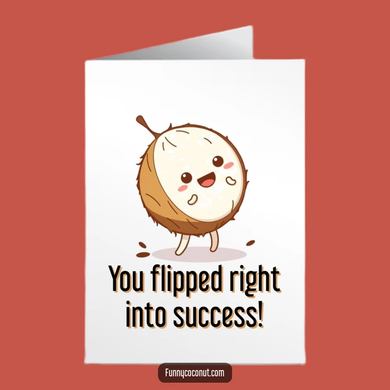 Free Printable Congrats Card: Wobbling Coconut Cartwheel Fun Funny Downloadable Gift