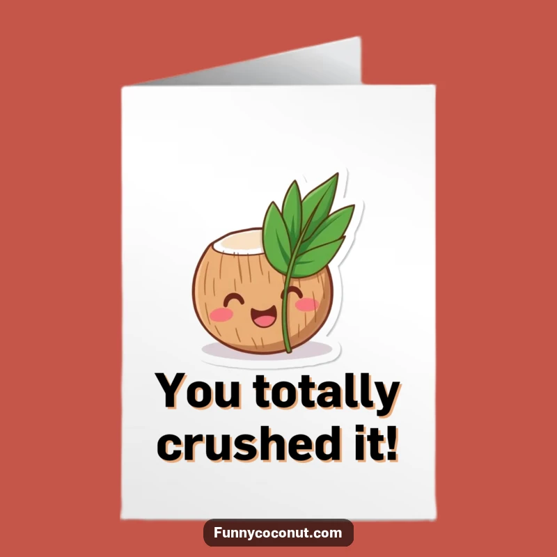 Free Printable Congrats Card: Funny Coconut Leaf Design, Tropical Downloadable Gift