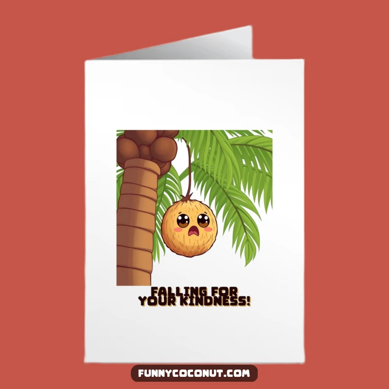 Free Printable Thank You Card: Falling Coconut Surprise, Funny Downloadable Gift for Unexpected Help