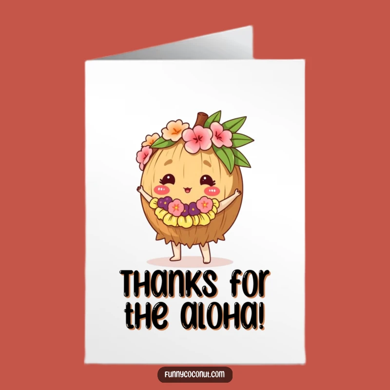 Free Printable Thank You Card: Hula Coconut Gratitude, Tropical Downloadable Gift