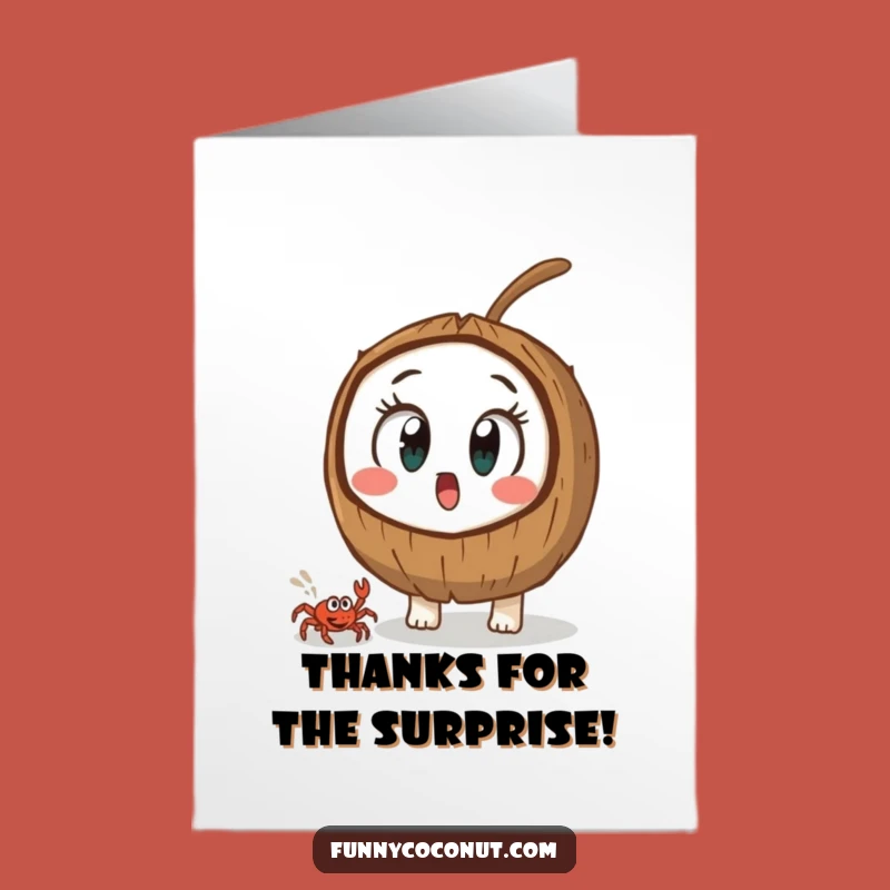 Free Printable Thank You Card: Surprised Coconut's Reaction, Downloadable Gratitude