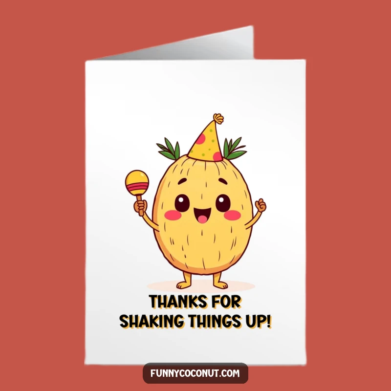 Free Printable Thank You Card: Tropical Coconut Shakes Maracas for a Funny Thanks!