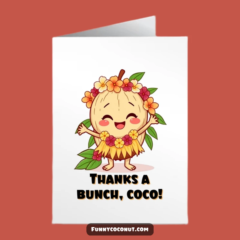 Free Printable Coconut Thank You Card: Funny Downloadable Gift for Tropical Thanks