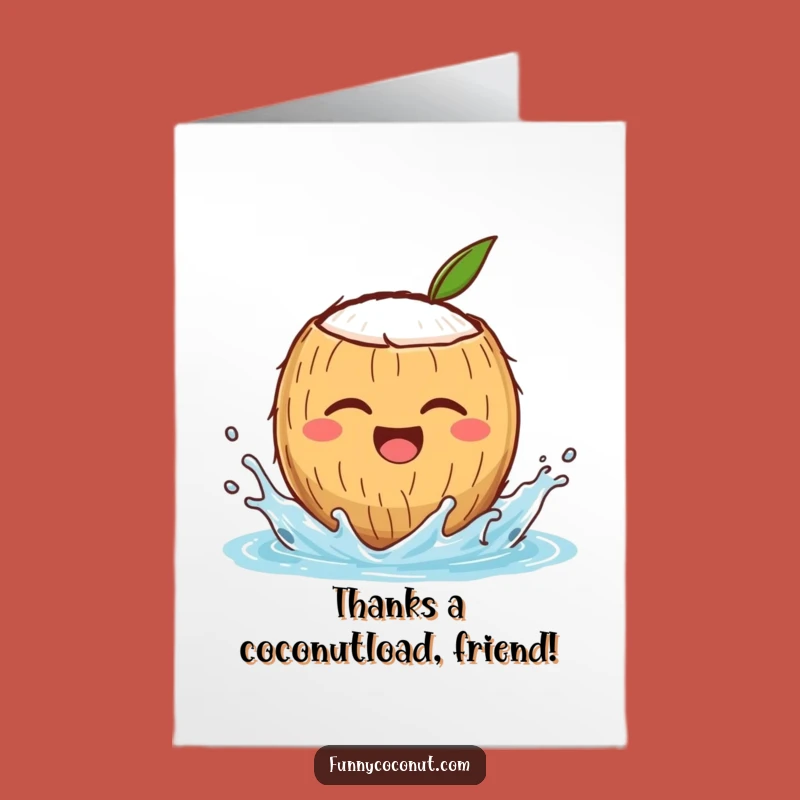 Free Printable Thank You Card: Winking Coconut Splash, Heartfelt and Funny Downloadable Gift