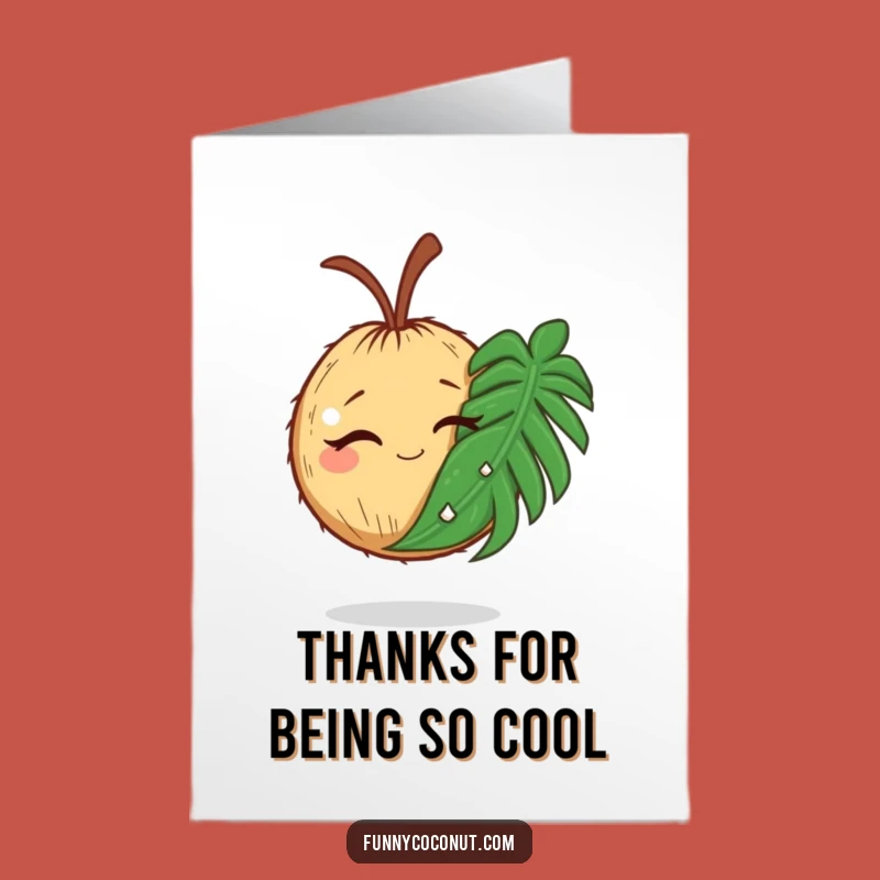 Free Printable Coconut Thank You Card: Winking Palm Leaf Funny Downloadable Gift