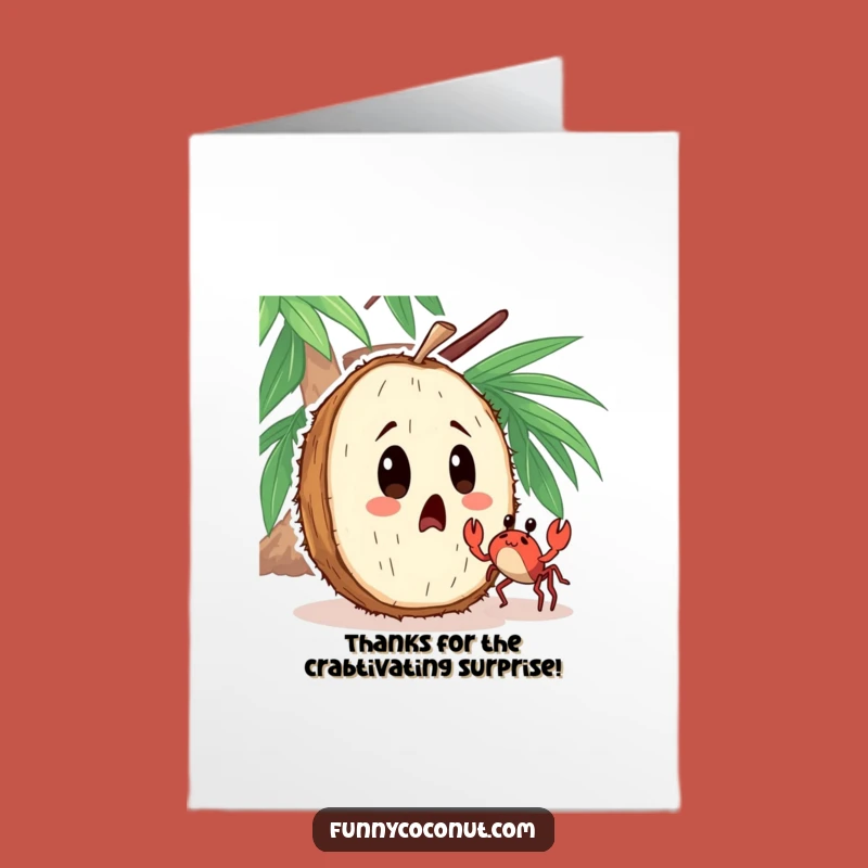 Free Printable Thank You Card: Surprised Coconut Crab Dance for a Quirky Gratitude Greeting