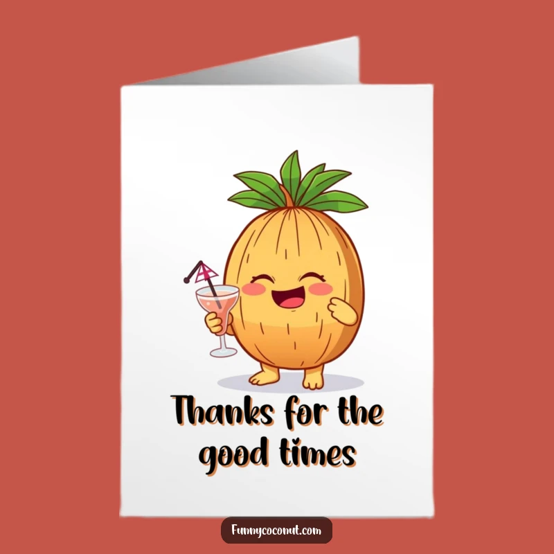 Free Printable Thank You Card: Giggling Coconut Cocktail Thanks, Downloadable Gratitude