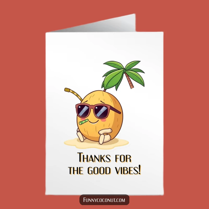 Free Printable Thank You Card: Lounging Coconut - Funny Downloadable Gift