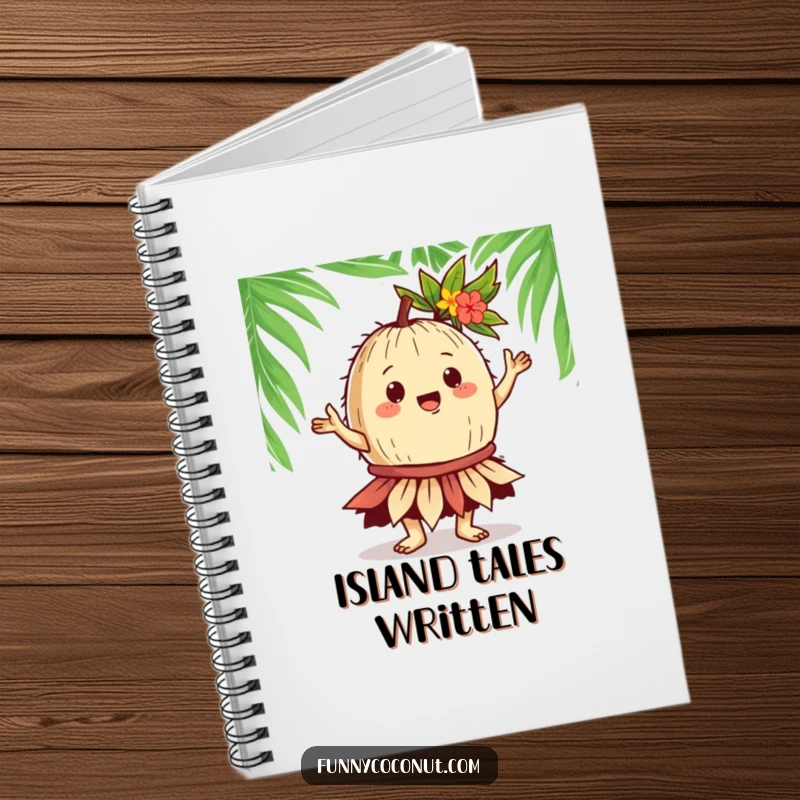 Funny Coconut Hula Dancer Notebook: A gregarious coconut character performs a hula dance, perfect for jotting down tropical ideas and fun notes.