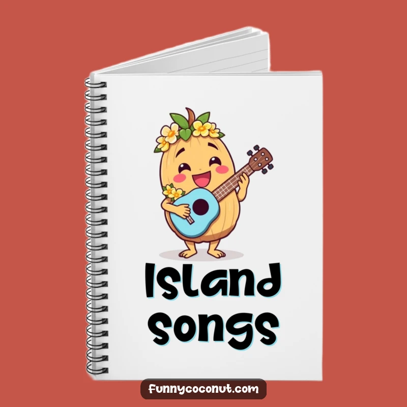 Funny Jovial Coconut Ukulele Notebook - Tropical Journal for Melodies