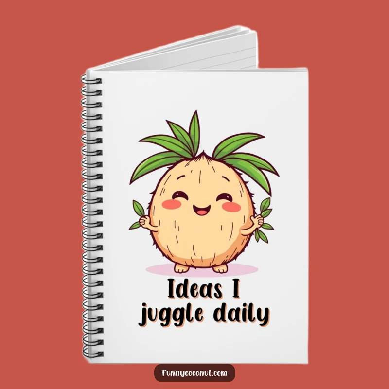 Funny Kawaii Coconut Juggling Leaves Notebook - Tropical Ideas Journal Gift