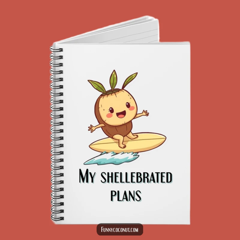 Funny Playful Coconut Surfer Notebook: Jot Down Ideas with Shell Surfboard Flair Gift