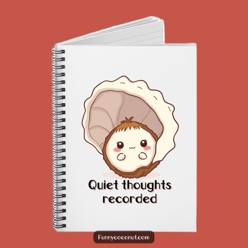 Funny Shy Kawaii Coconut Seashell Notebook - Cute Personal Journal Gift
