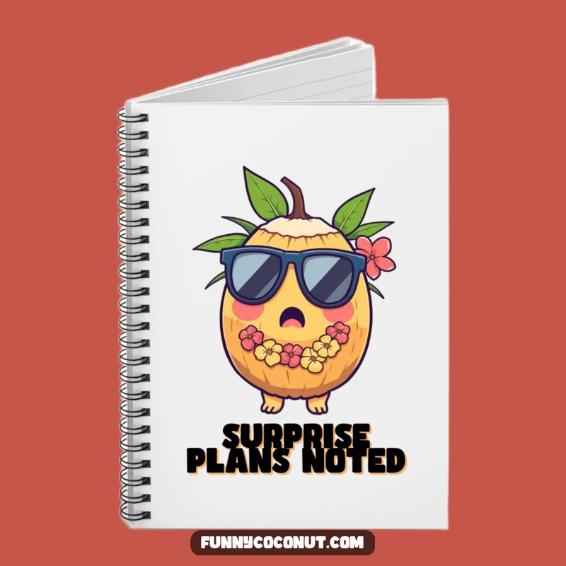 Funny Surprised Coconut Notebook: Jot Down Ideas with Tropical Adventures Funny Gift