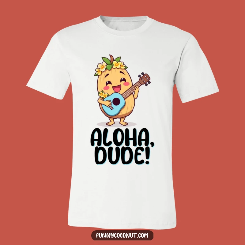 Funny Jovial Coconut Ukulele Tee - Hilarious Tropical Music Shirt