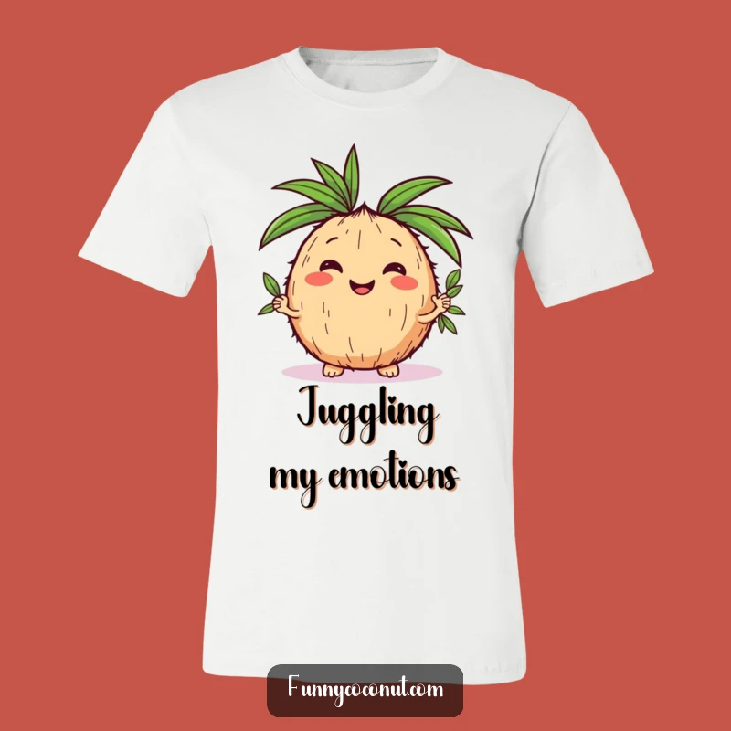 Funny Kawaii Coconut Juggling Leaves T-Shirt - Ultimate Tropical Humor Tee Gift
