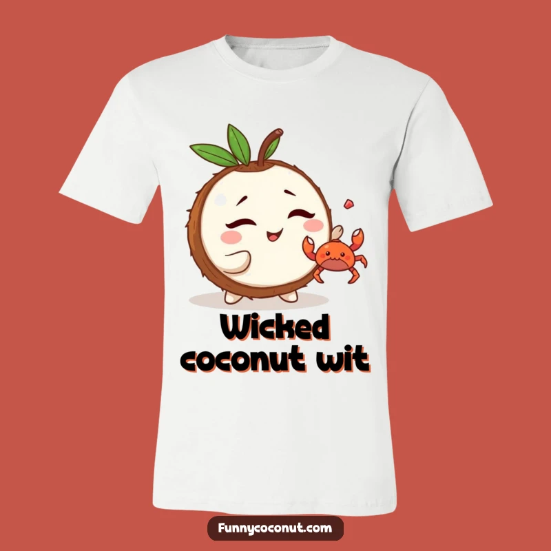 Funny Kawaii Coconut T-Shirt - Winking Beach Fun, Great Funny Gift!