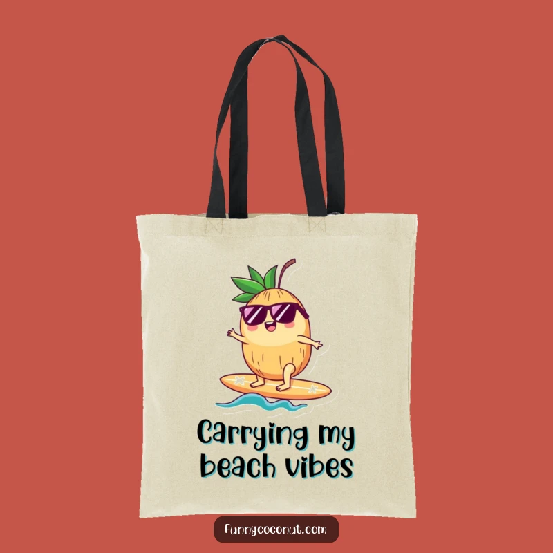 Funny Tote Bag: Happy Coconut Surfing - Stylish & Humorous Beach Carryall Gift