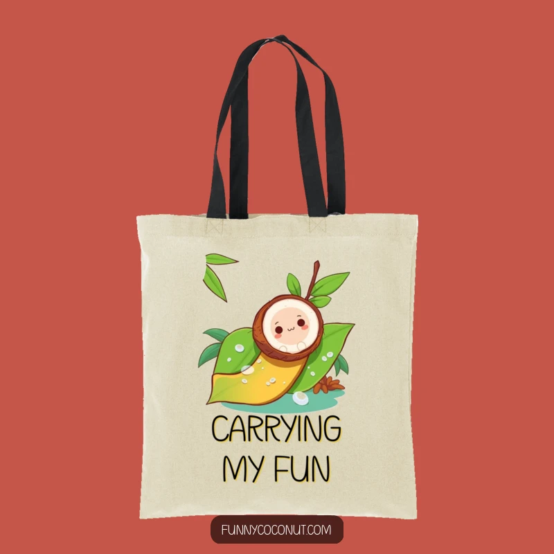 Funny Coconut Slide Tote Bag - Leafy Adventure Carryall