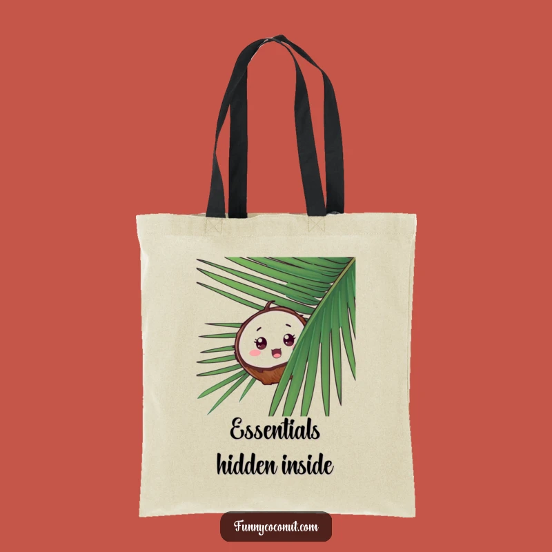 Funny Coconut Peek-a-Boo Tote Bag, Tropical Surprise Carry-All, Hilarious Gift