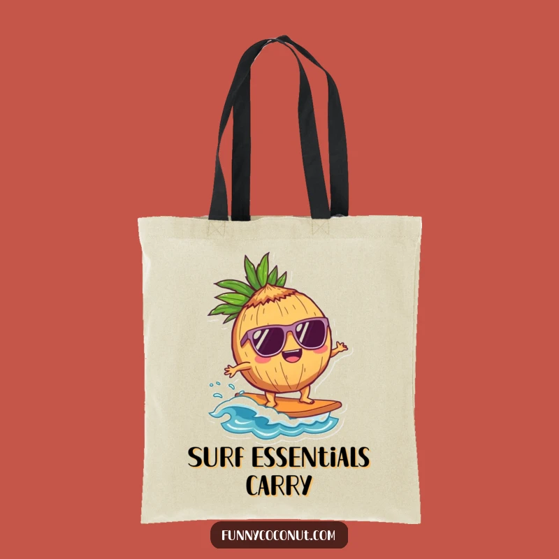 Funny Coconut Surfer Tote Bag: Cool Wave Rider, Practical and Hilarious Gift!