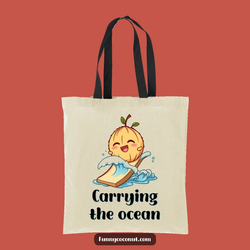 Funny Giggling Coconut Wave Slide Tote Bag - Beach & Hilarious Accessory