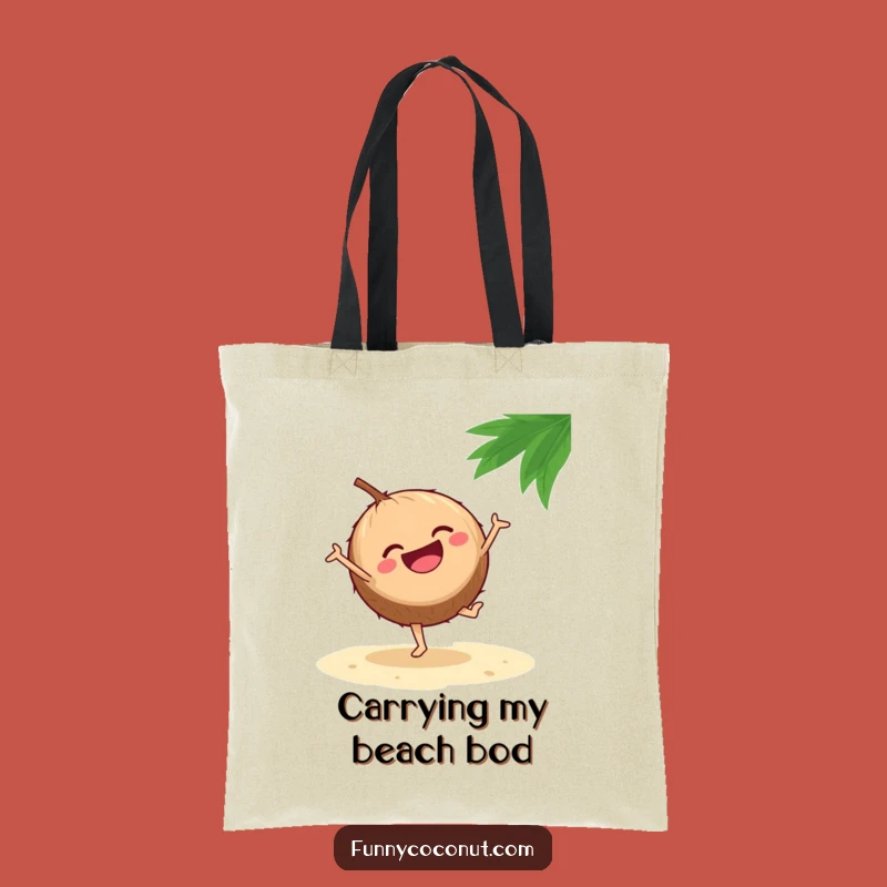 Funny Tote Bag: Laughing Coconut Cartwheel - Humorous Beach Essential Carrier