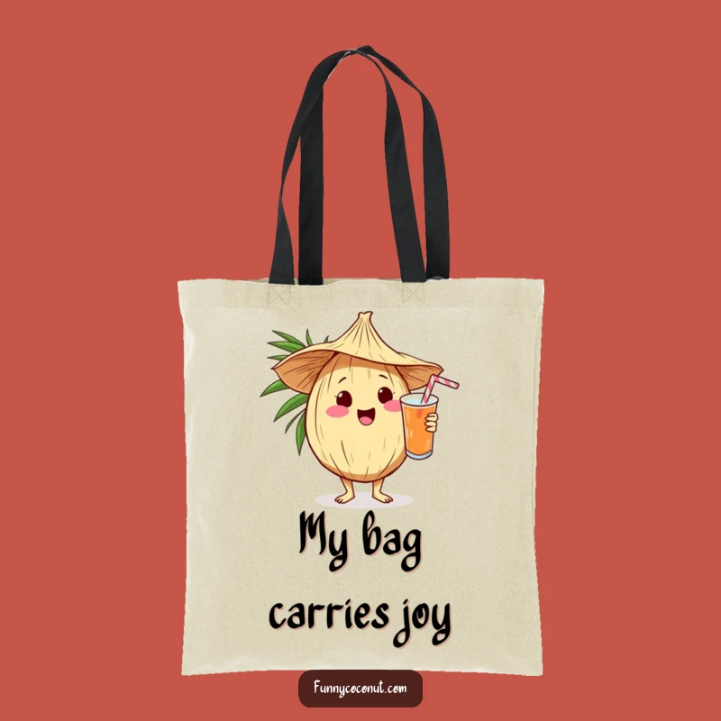 Funny Kawaii Coconut Serving Drink Tote Bag - Stylish Tropical Carry-all Gift